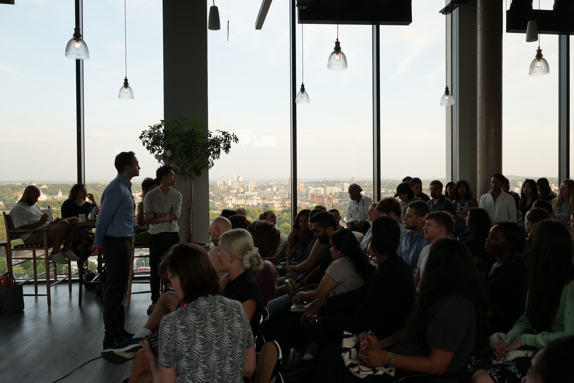 Author Q&A with panoramic London skyline behind